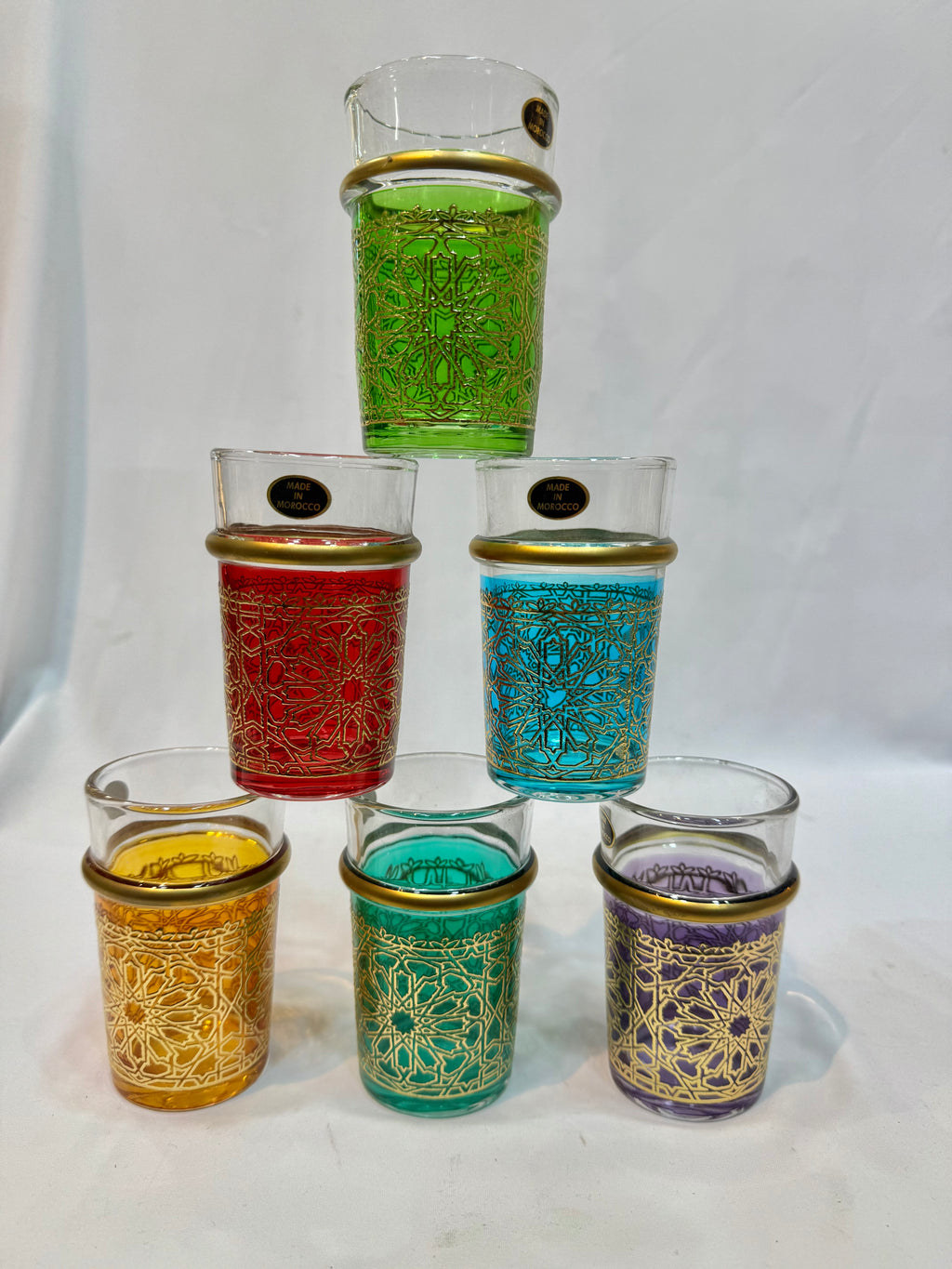 6 Verres traditionnel  taj doré couleur