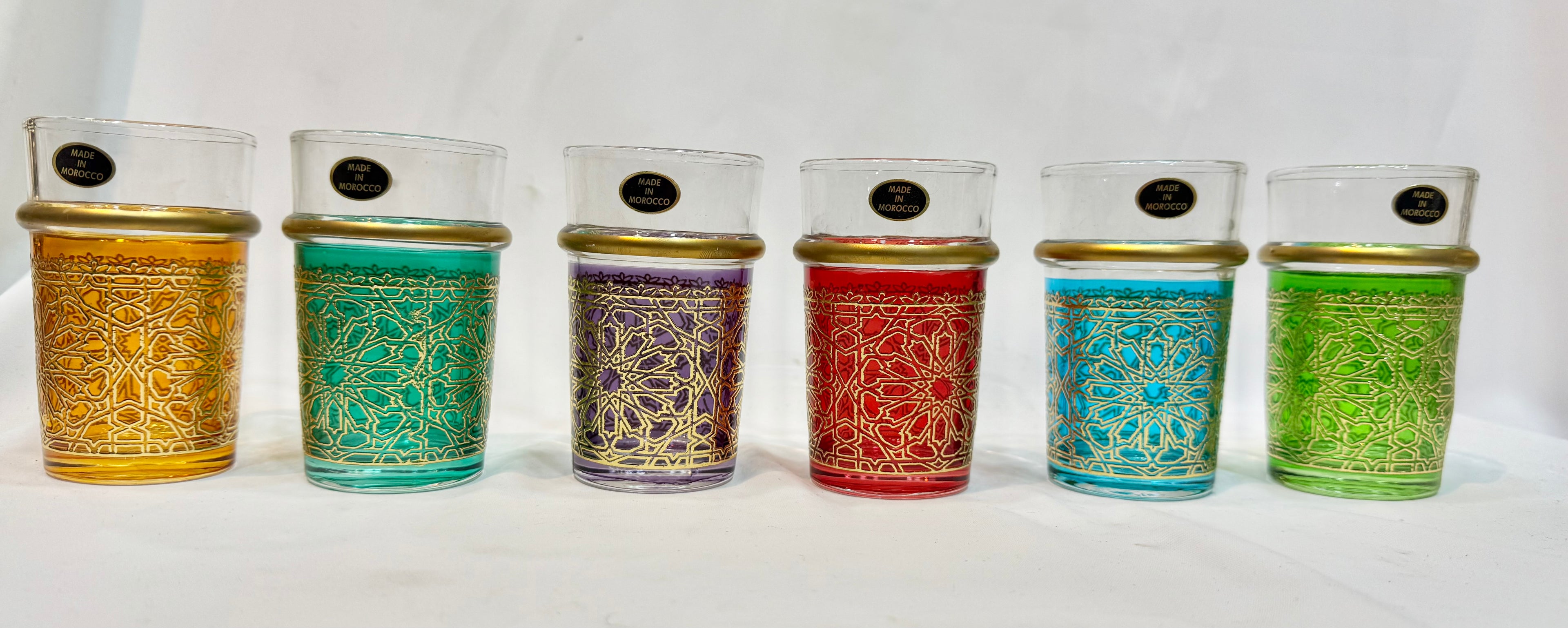 6 Verres traditionnel  taj doré couleur