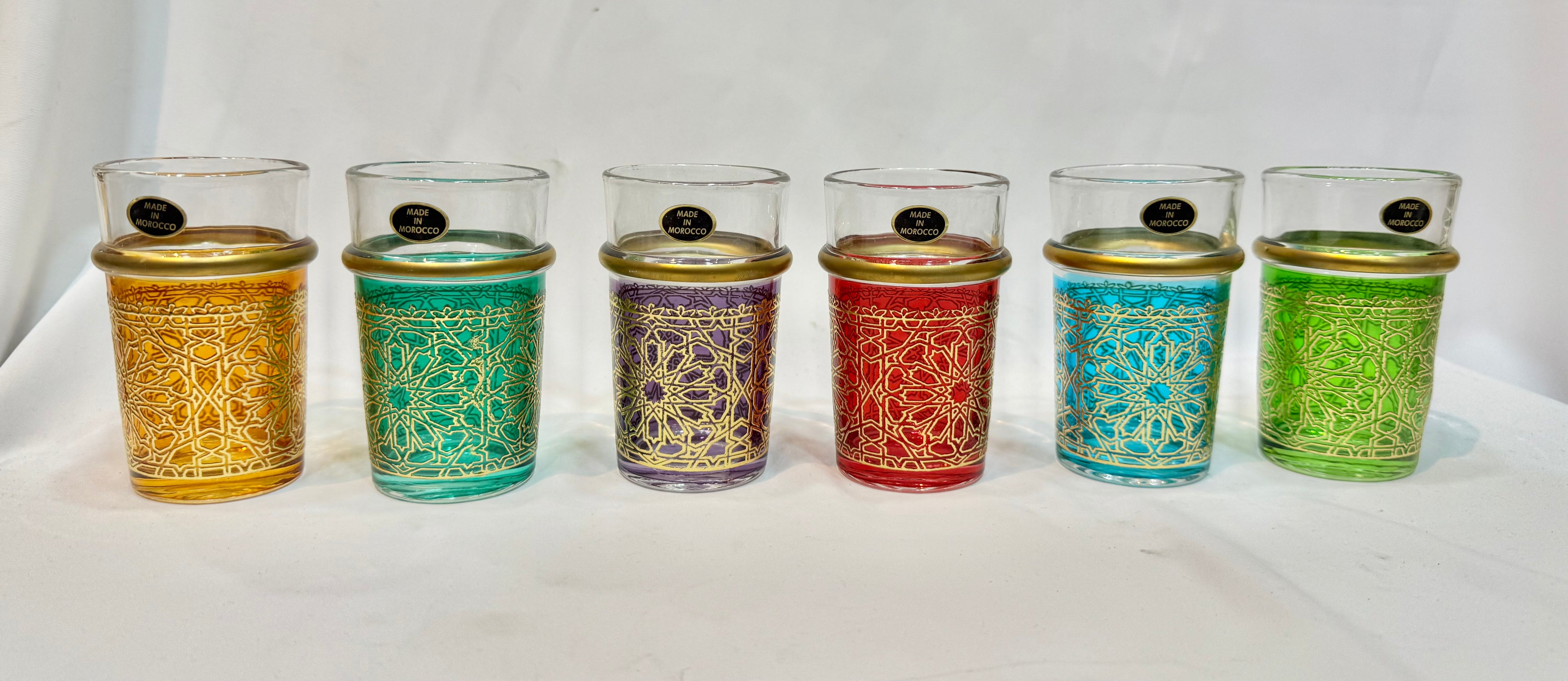 6 Verres traditionnel  taj doré couleur