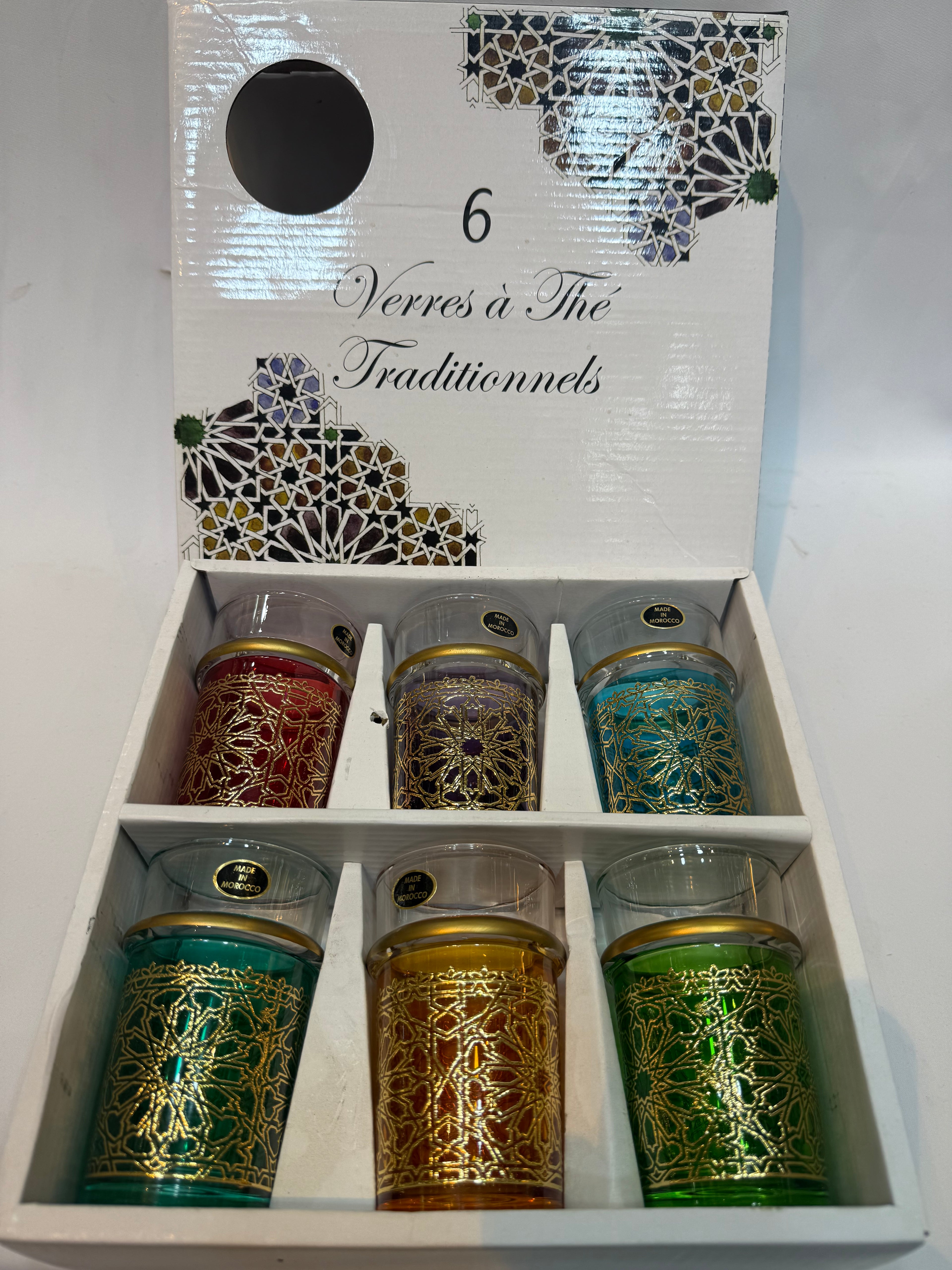6 Verres traditionnel  taj doré couleur