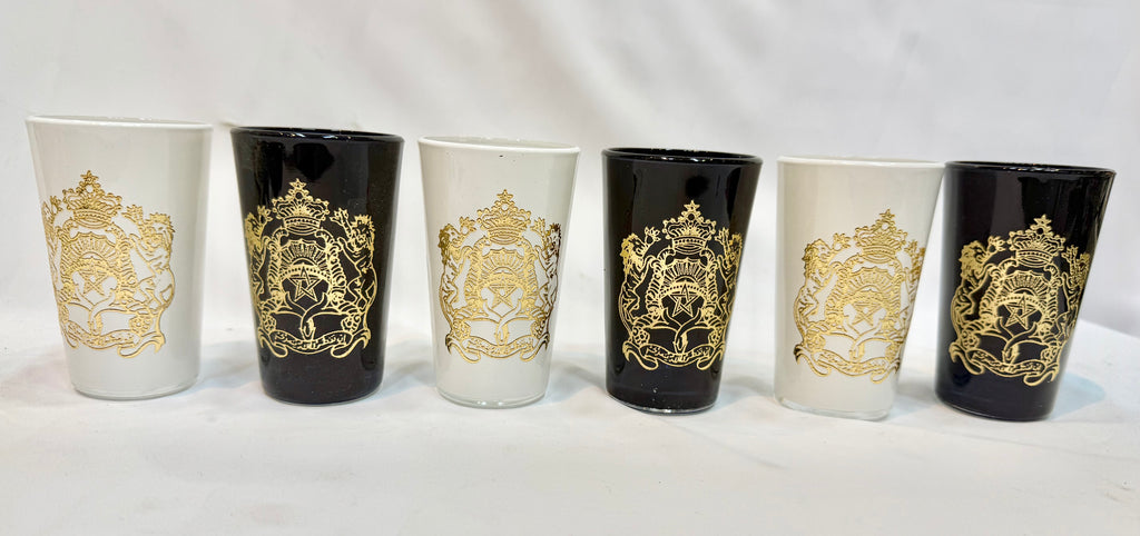 6 Verres traditionnel Originale taj noir blanc
