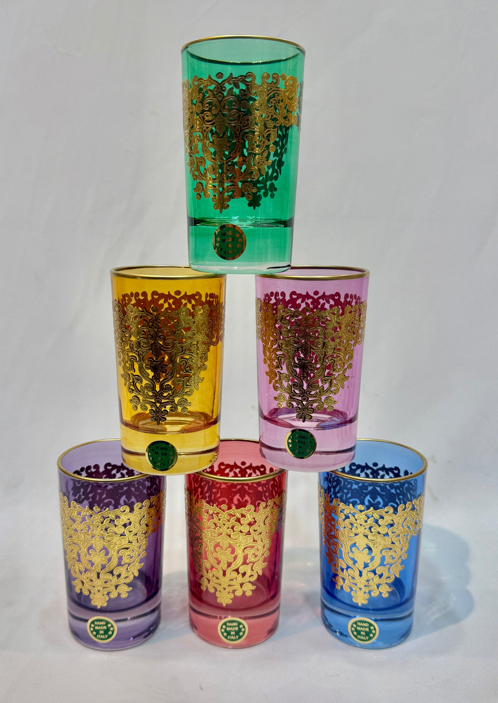 12 Verres traditionnel Originale doré en Cristal AMIRA