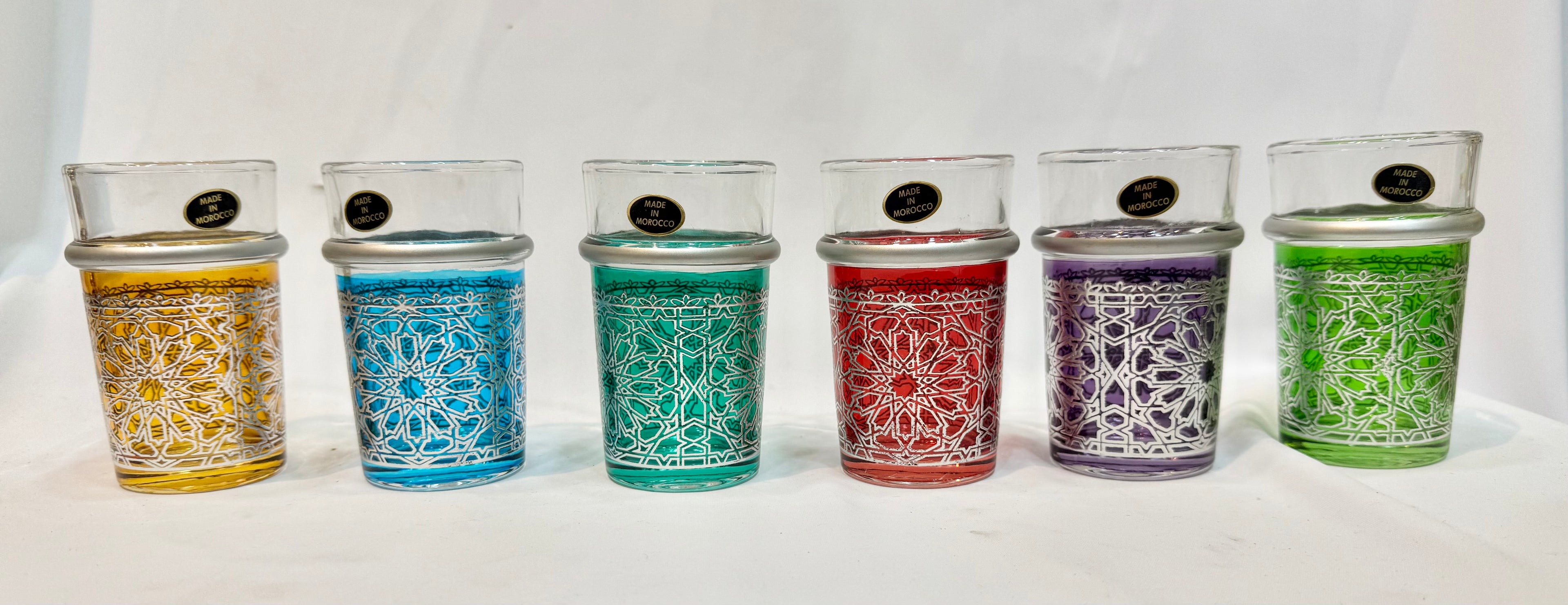 6 Verres traditionnel  taj argenté couleur