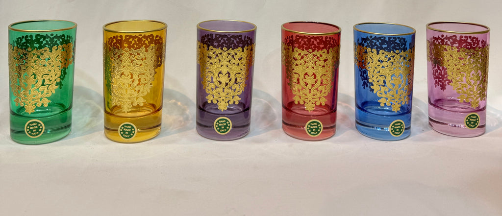 12 Verres traditionnel Originale doré en Cristal AMIRA