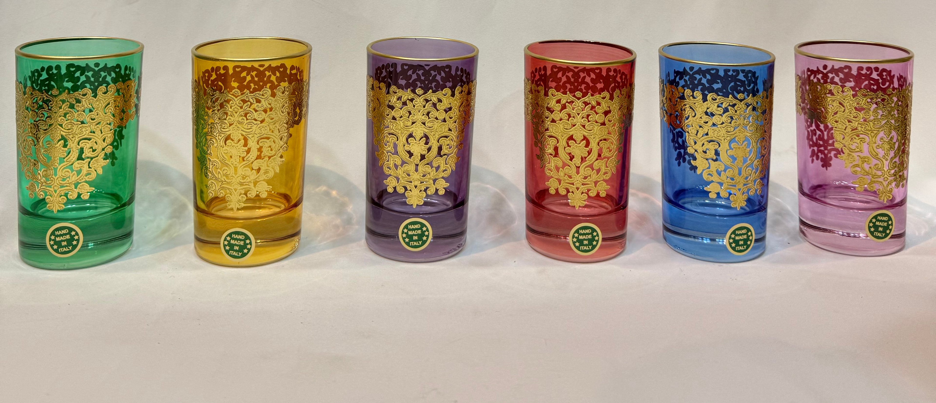 12 Verres traditionnel Originale doré en Cristal AMIRA