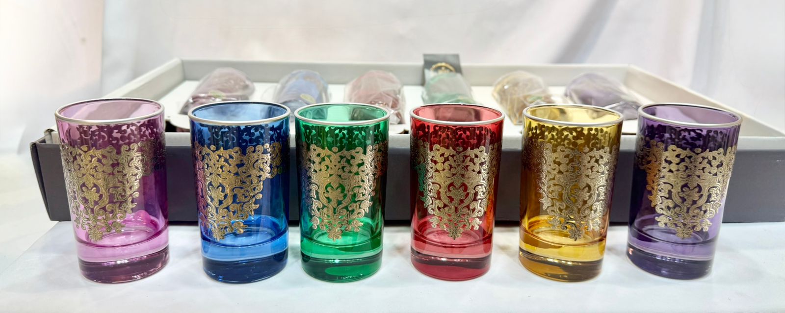 12 Verres traditionnel Originale Argenté  en Cristal AMIRA