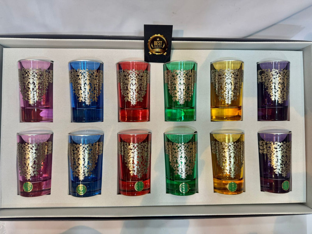 12 Verres traditionnel Originale Argenté  en Cristal AMIRA