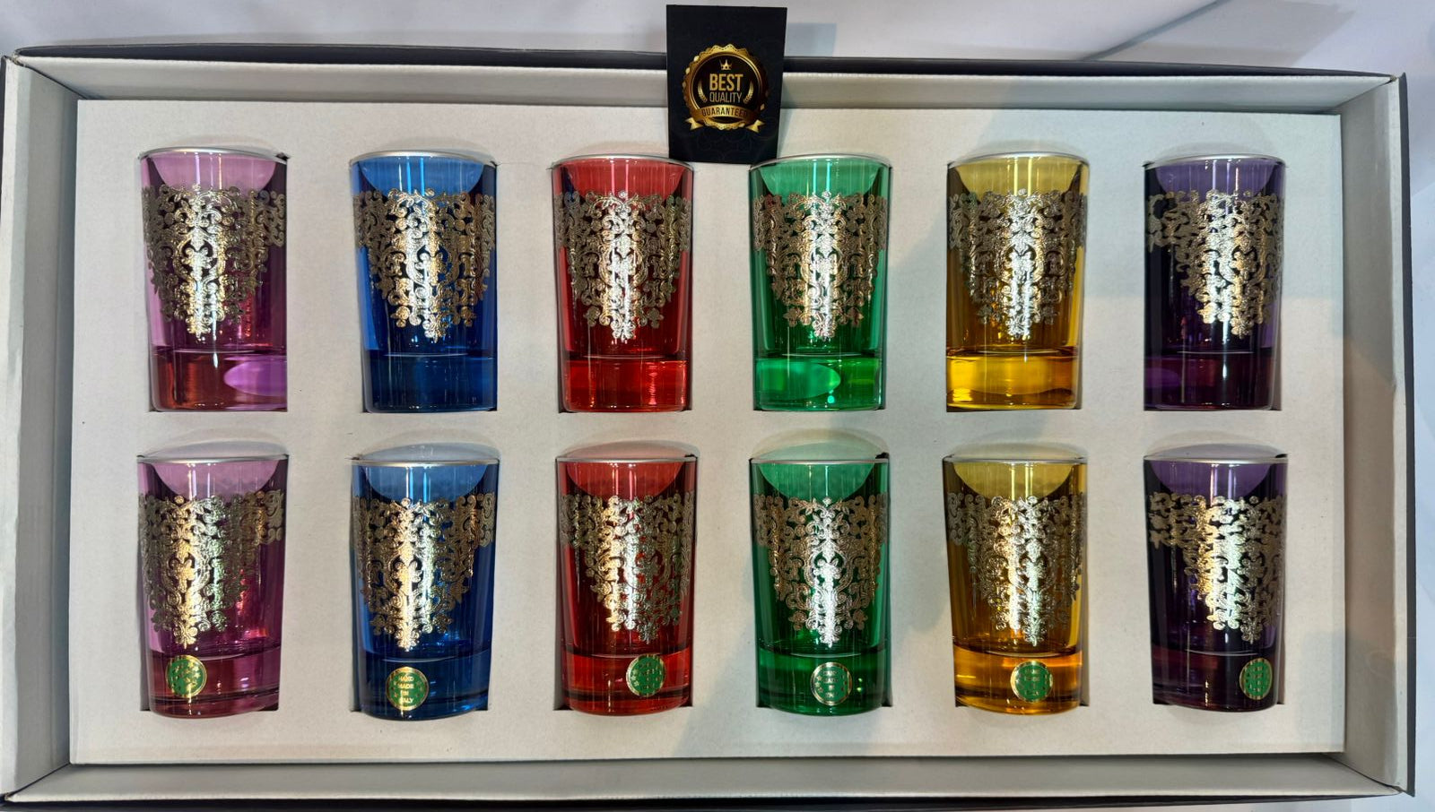 12 Verres traditionnel Originale Argenté  en Cristal AMIRA
