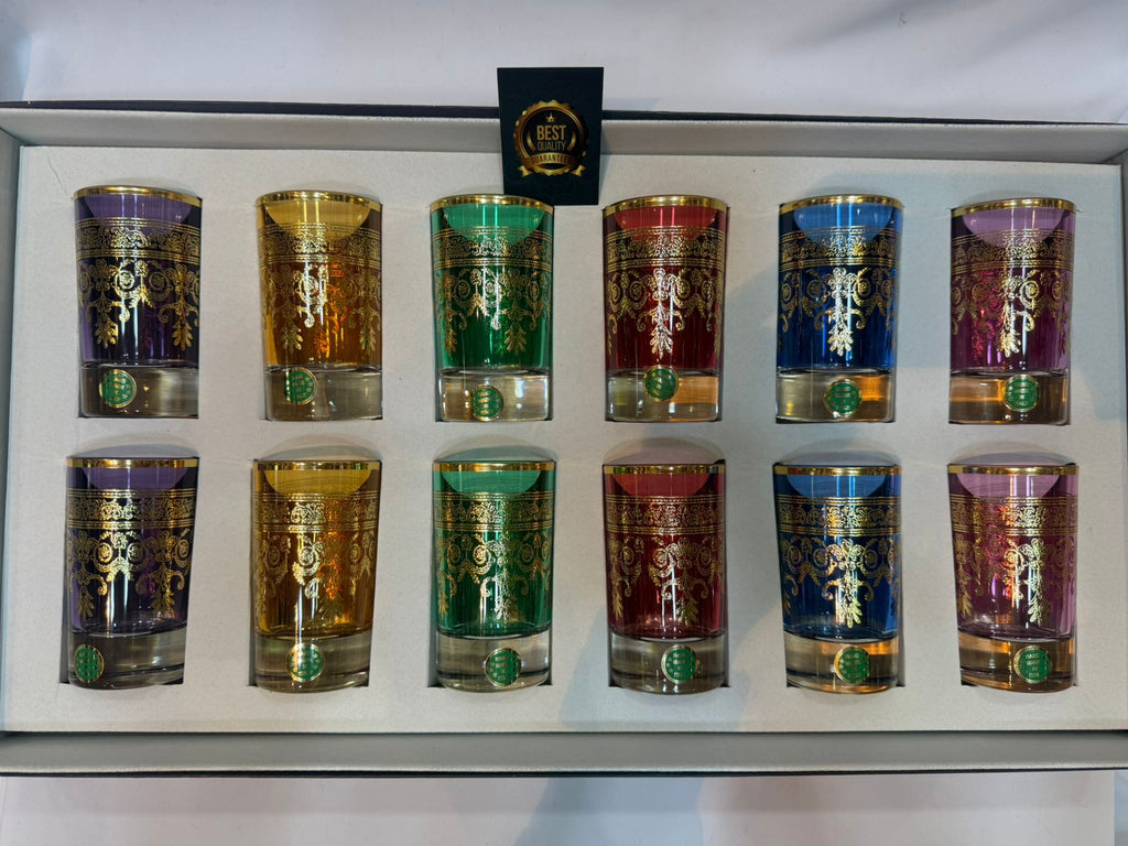 12 Verres traditionnel Originale GOLD ROSALY  en Cristal